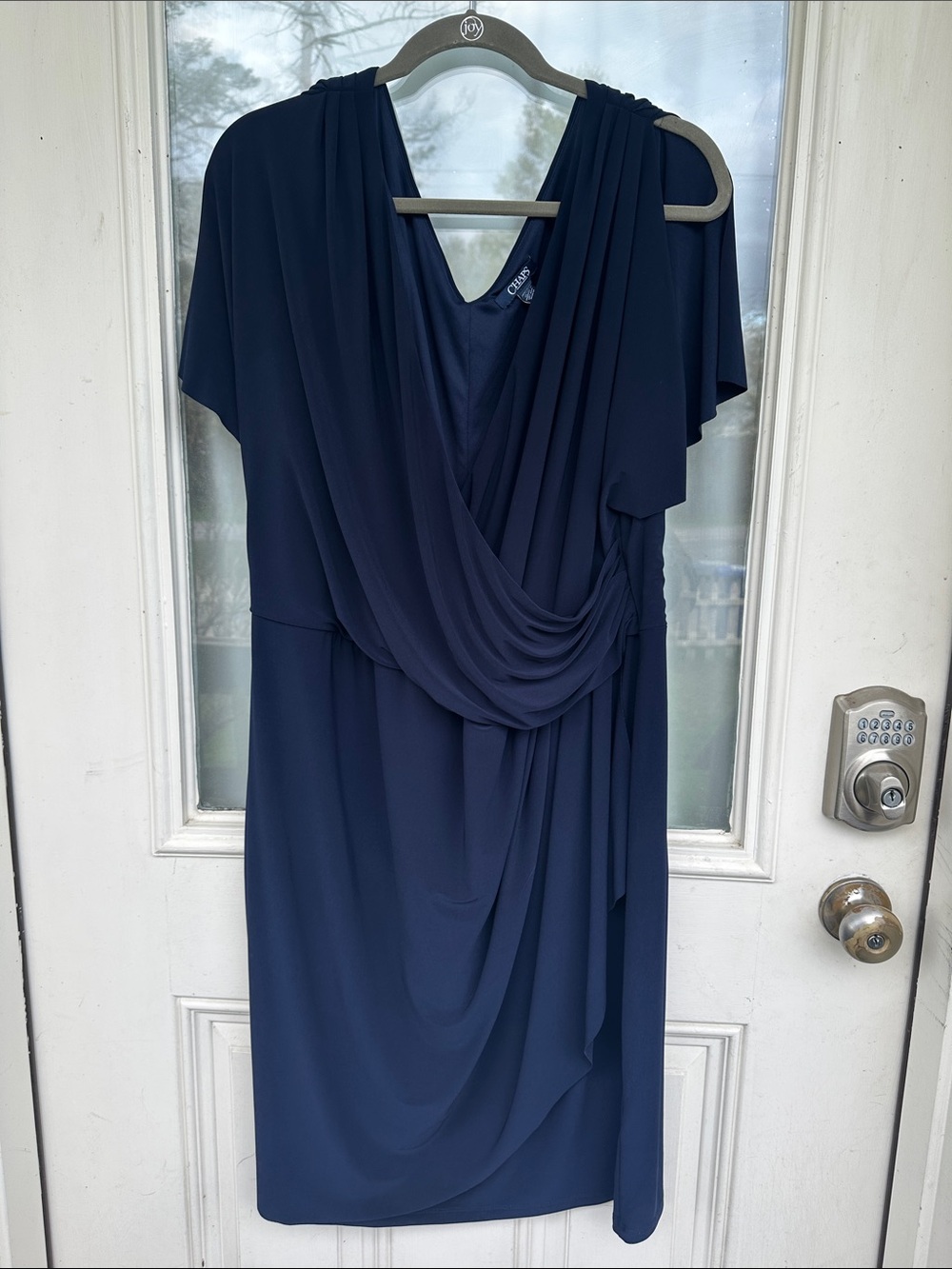 Chaps Navy Draped knee length Dress (20W)